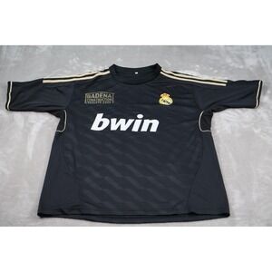 Real Madrid Jersey Shirt Mens L Black Striped Soccer Crew Neck Bwin Number 2